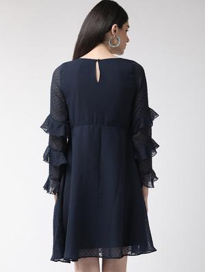 embroidered detail dobby a-line dress - 16940196 - Standard Image - 3