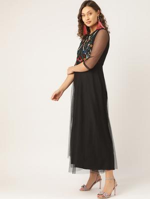 embroidered panel maxi dress - 16940203 - Standard Image - 2