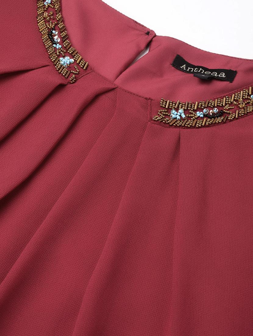 embellished neck solid top - 16940218 - Zoom Image - 5