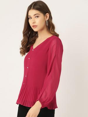accordion pleat button-up top - 16940223 - Standard Image - 2