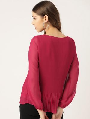 accordion pleat button-up top - 16940223 - Standard Image - 3