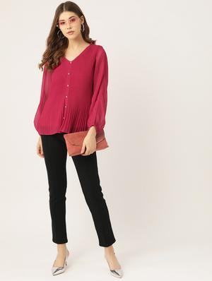 accordion pleat button-up top - 16940223 - Standard Image - 4