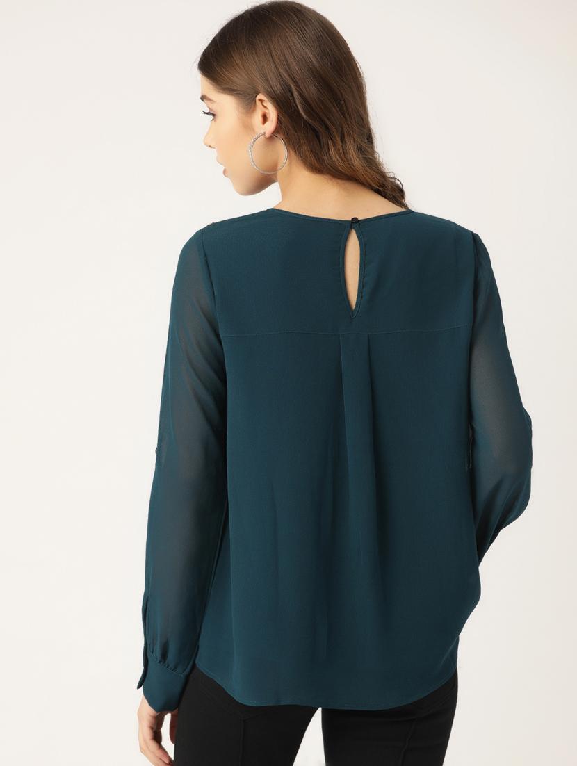 sheer sleeves embellished top - 16940227 - Zoom Image - 3