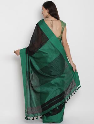 solid handloom saree with blouse - 16940669 - Standard Image - 2