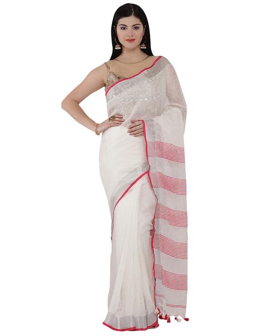 solid handloom saree with blouse - 16940672 - Standard Image - 1