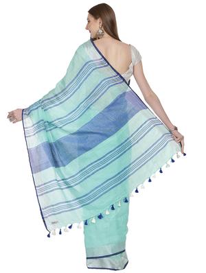 solid handloom saree with blouse - 16940681 - Standard Image - 2