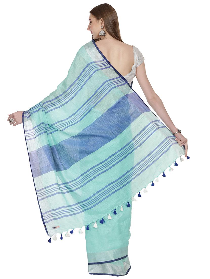 solid handloom saree with blouse - 16940681 - Zoom Image - 2