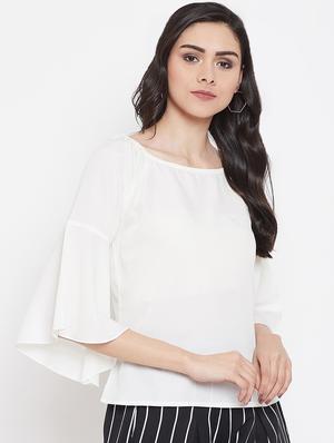 bell sleeved boat neck top - 16941096 - Standard Image - 2