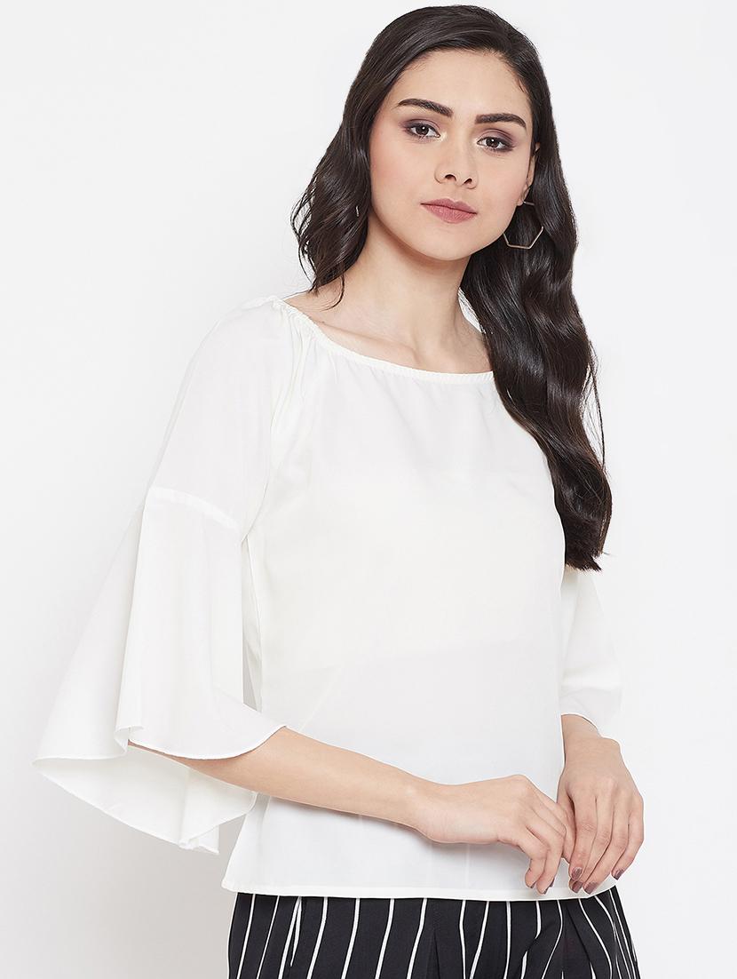 bell sleeved boat neck top - 16941096 - Zoom Image - 2