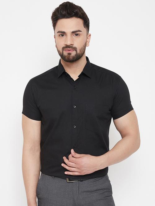 black solid formal shirt - 16941150 - Standard Image - 1