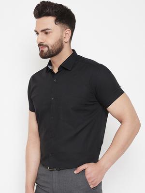 black solid formal shirt - 16941150 - Standard Image - 2