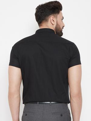 black solid formal shirt - 16941150 - Standard Image - 3