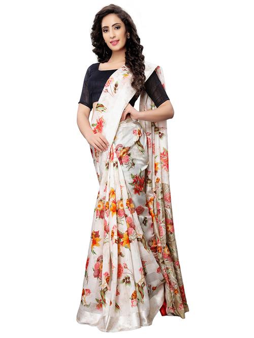 floral printed saree with blouse - 16941808 - Very Small Image - 1