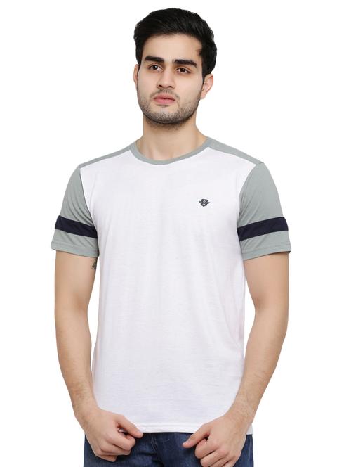 white color block cut & sew t-shirt - 16942029 - Standard Image - 1
