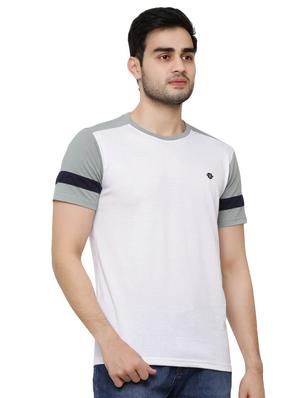 white color block cut & sew t-shirt - 16942029 - Standard Image - 2