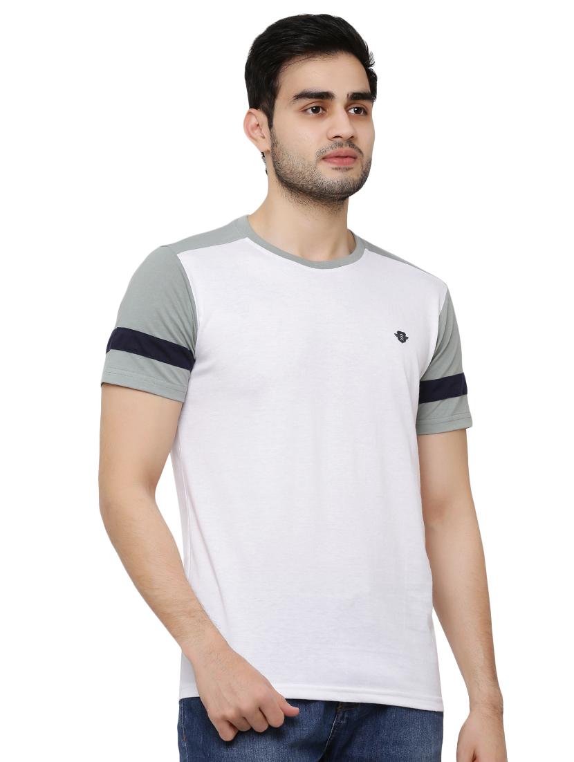white color block cut & sew t-shirt - 16942029 - Zoom Image - 2