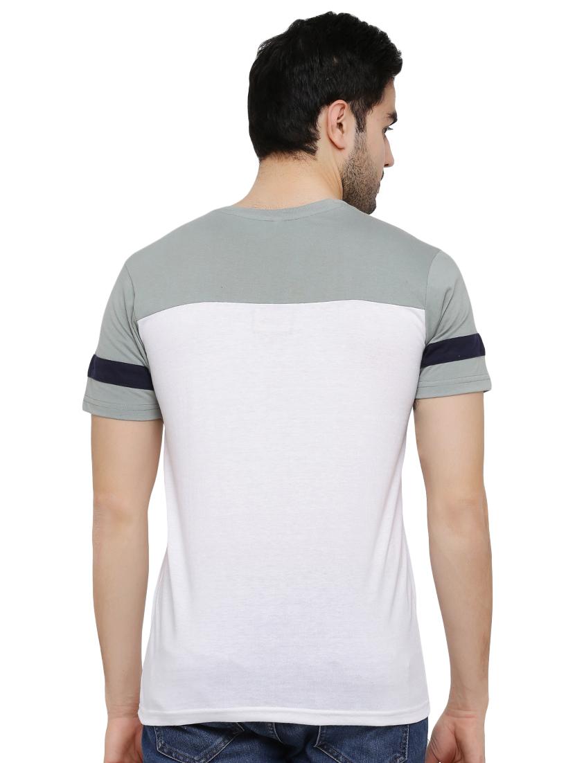 white color block cut & sew t-shirt - 16942029 - Zoom Image - 3