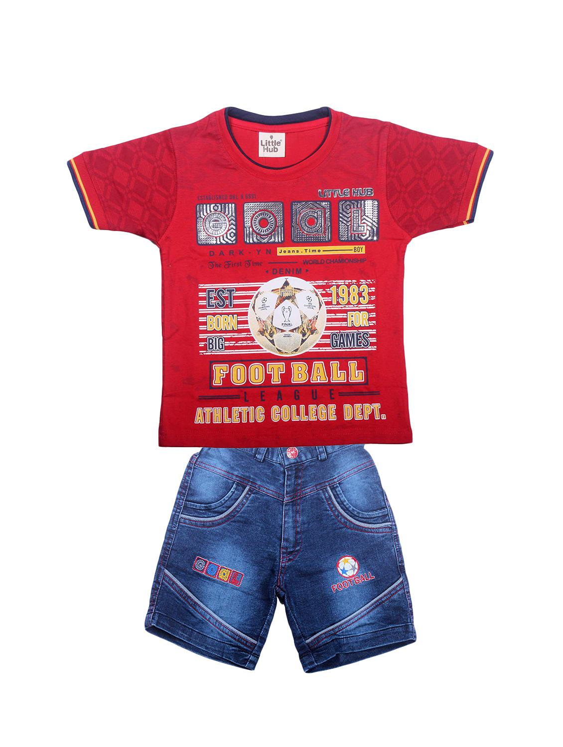 red cotton dungarees twin set - 16942220 - Zoom Image - 1