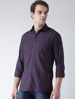 navy blue checkered casual shirt - 16942225 - Standard Image - 2