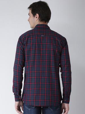 navy blue checkered casual shirt - 16942225 - Standard Image - 3