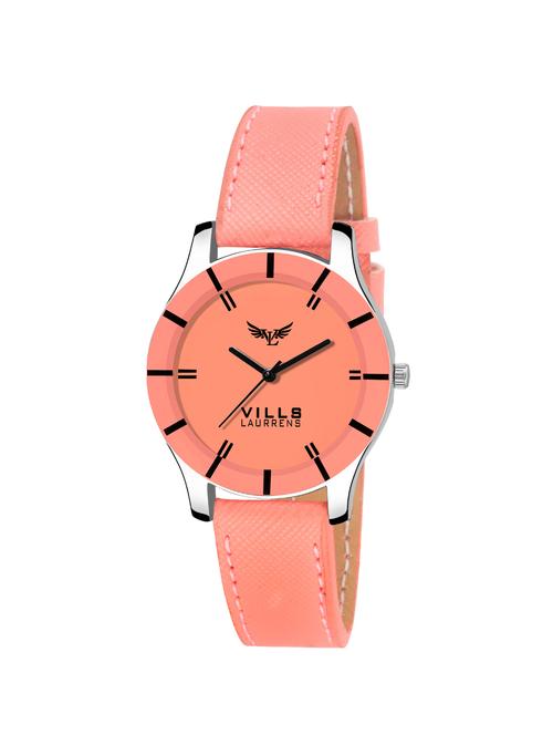 vills laurrens vl-7118 latest orange, leather strap watch for women and girls - 16942329 - Very Small Image - 1