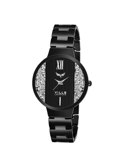 vills laurrens vl-7131 attractive diamond filled (black) analogue watch for women and girls - 16942342 - Standard Image - 1