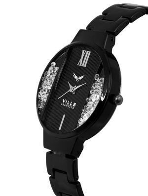 vills laurrens vl-7131 attractive diamond filled (black) analogue watch for women and girls - 16942342 - Standard Image - 2