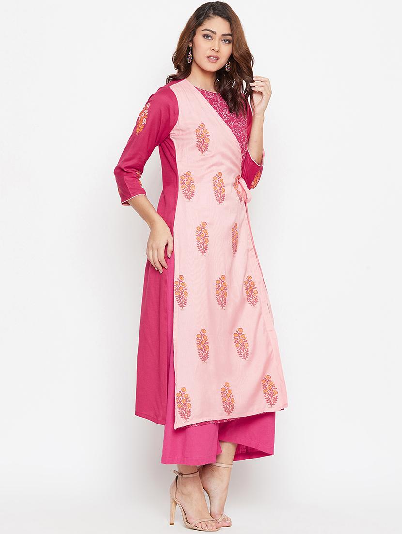 floral print layered kurta - 16943194 - Zoom Image - 2