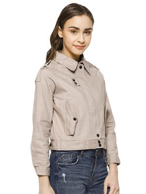 button detail cropped denim jacket - 16943314 - Standard Image - 2