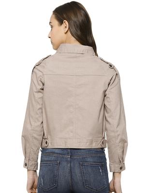button detail cropped denim jacket - 16943314 - Standard Image - 3