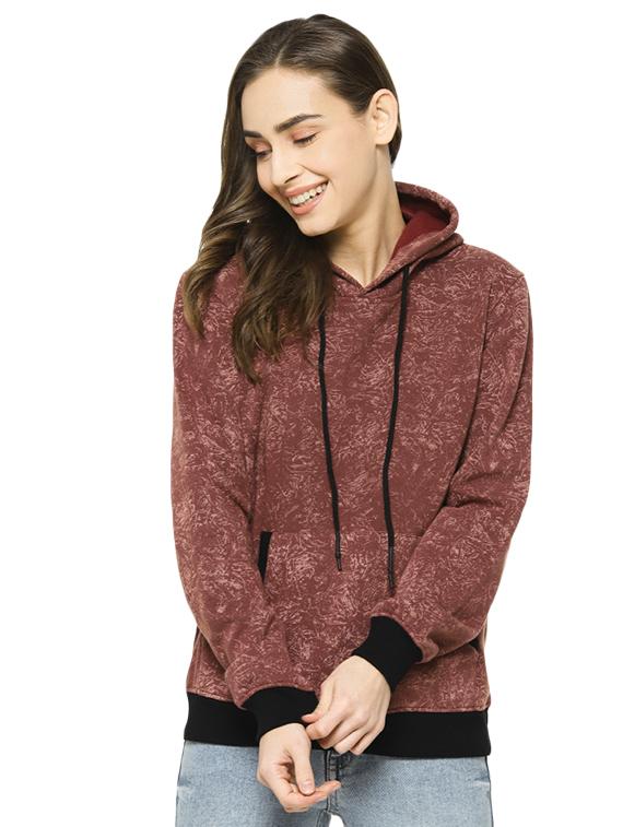 contrast bind printed hoodie - 16943318 - Zoom Image - 1