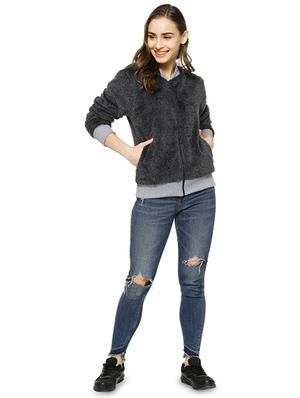 contrast ribbed faux fur jacket - 16943321 - Standard Image - 4