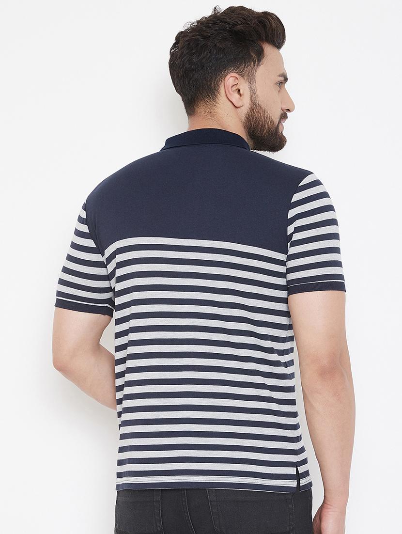navy blue striped polo t-shirt - 16943498 - Zoom Image - 2
