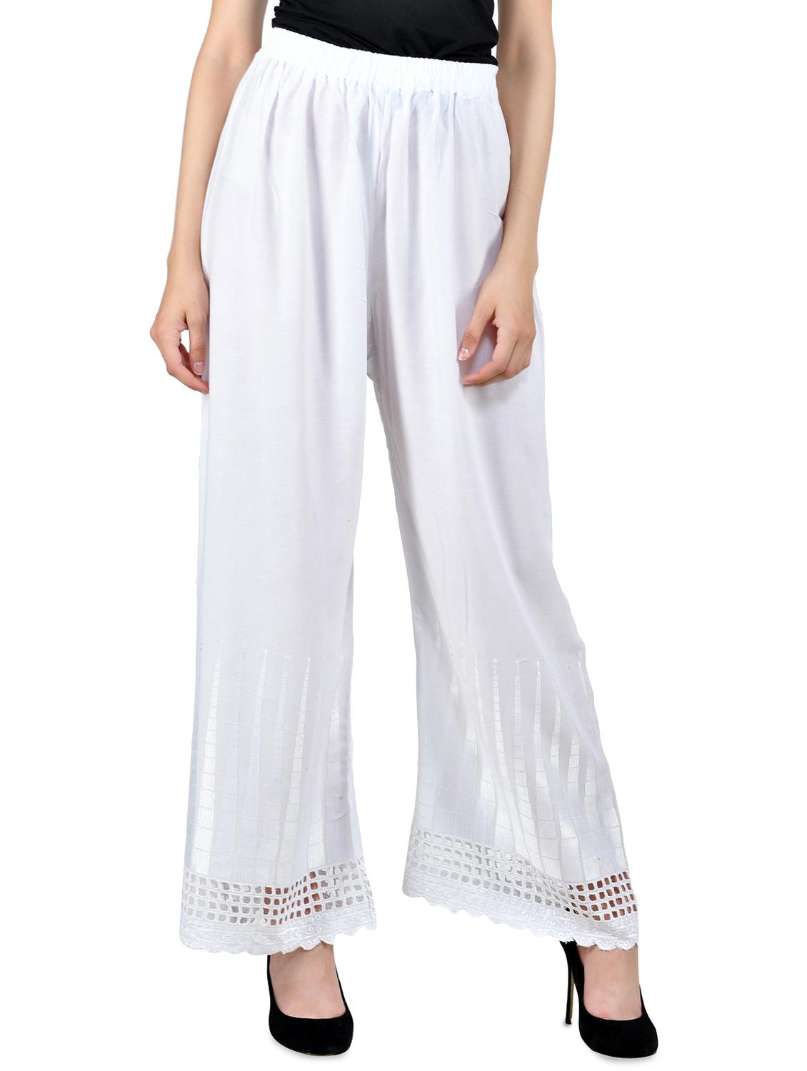 white rayon flared palazzo - 16943655 - Zoom Image - 1