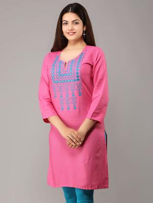 yoke embroidered straight kurta - 16943676 - Standard Image - 2