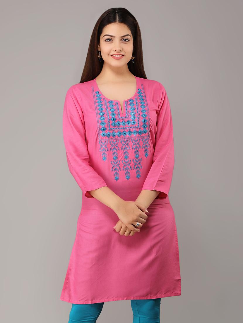 yoke embroidered straight kurta - 16943676 - Zoom Image - 1