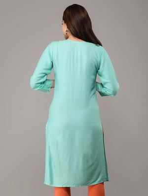 yoke embroidered straight kurta - 16943677 - Standard Image - 3