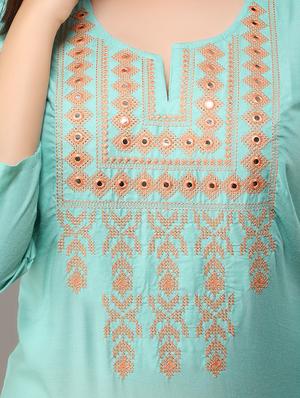 yoke embroidered straight kurta - 16943677 - Standard Image - 4