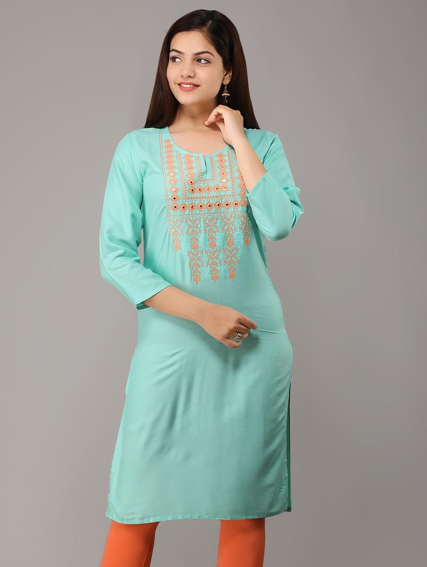 yoke embroidered straight kurta - 16943677 - Zoom Image - 1