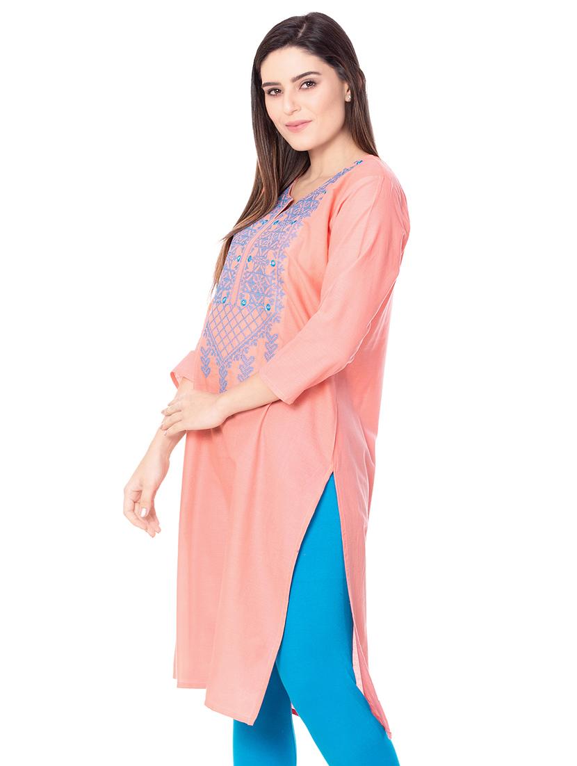 yoke embroidered straight kurta - 16943681 - Zoom Image - 2