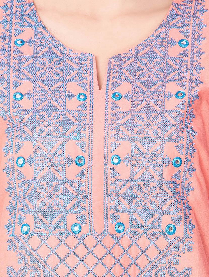 yoke embroidered straight kurta - 16943681 - Zoom Image - 4