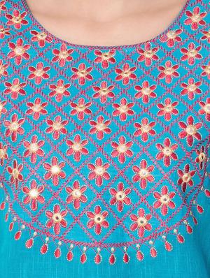 yoke embroidered straight kurta - 16943683 - Standard Image - 4
