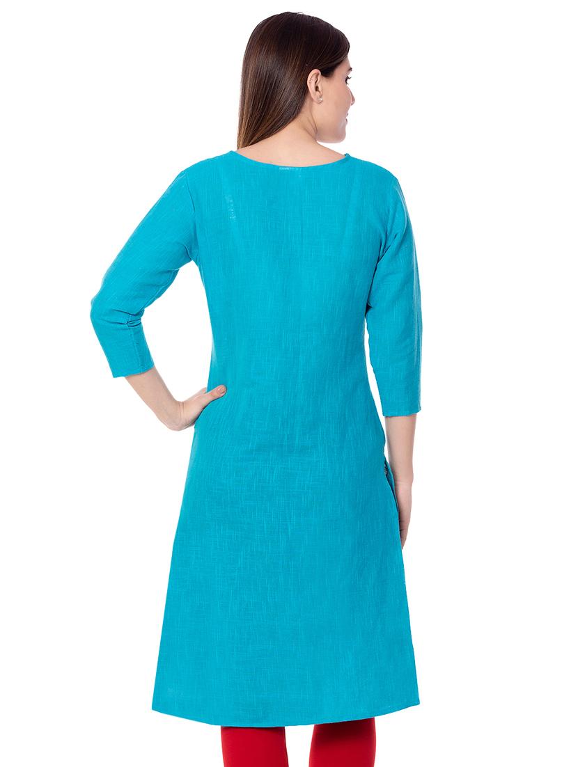 yoke embroidered straight kurta - 16943683 - Zoom Image - 3