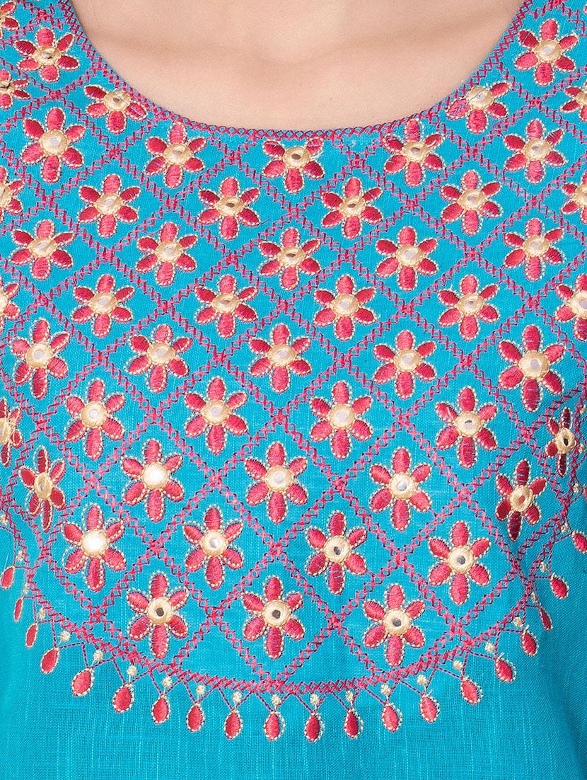 yoke embroidered straight kurta - 16943683 - Zoom Image - 4
