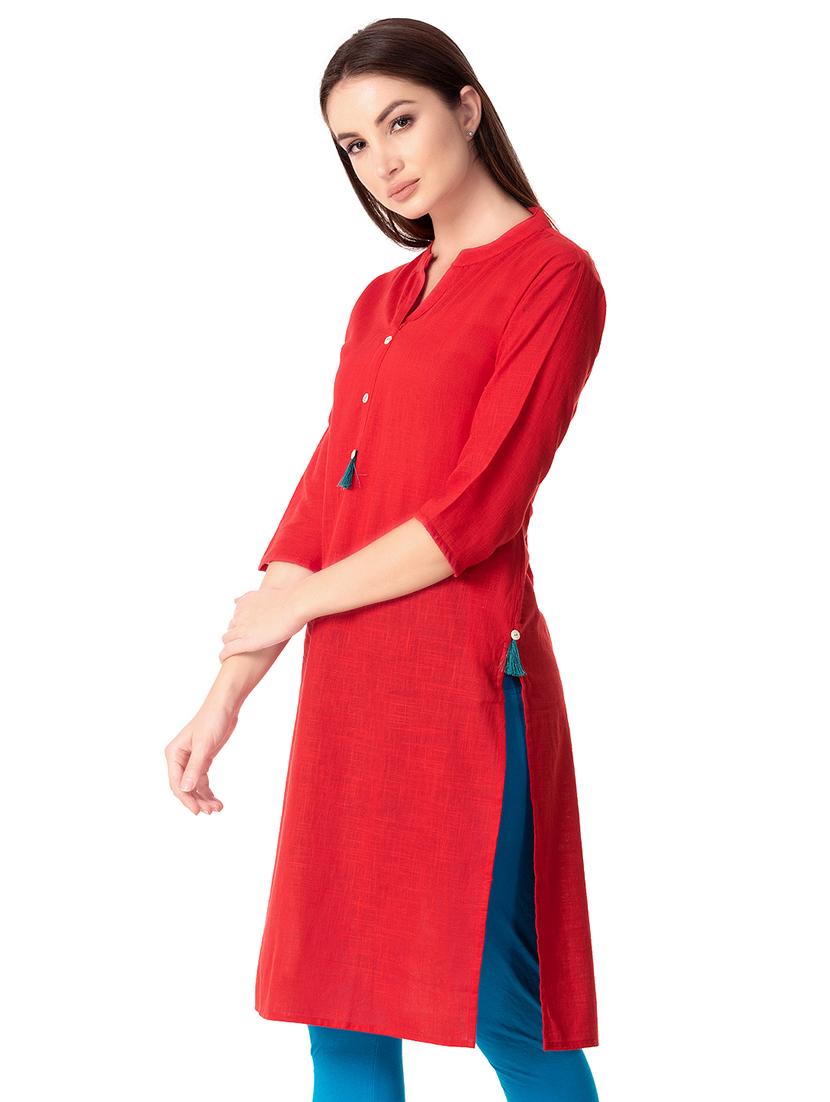 solid straight kurta - 16943686 - Zoom Image - 2