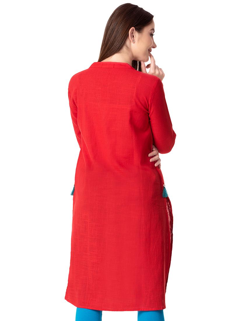 solid straight kurta - 16943686 - Zoom Image - 3