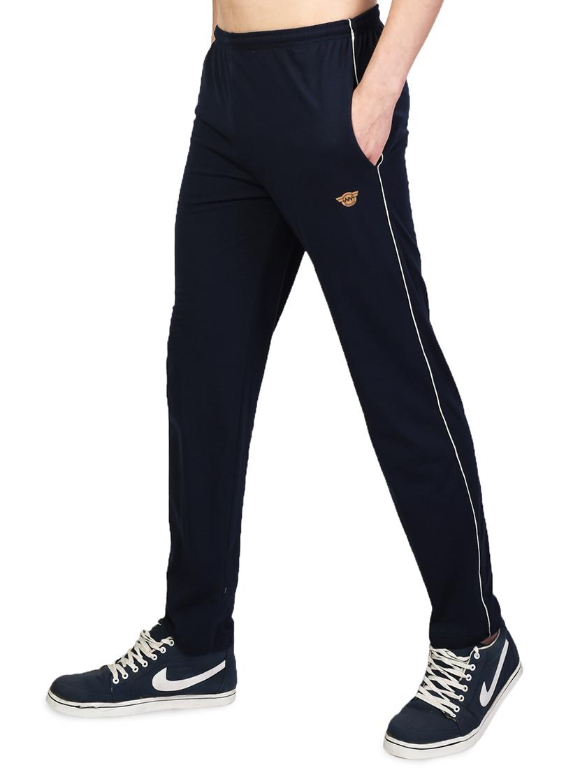 navy blue solid full length track pant - 16943713 - Zoom Image - 2