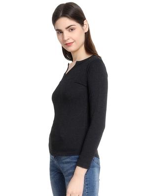 notch neck solid tee - 16943859 - Standard Image - 2