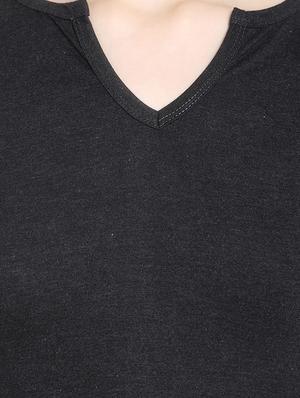 notch neck solid tee - 16943859 - Standard Image - 5