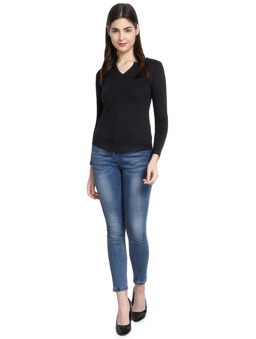 notch neck solid tee - 16943859 - Zoom Image - 4